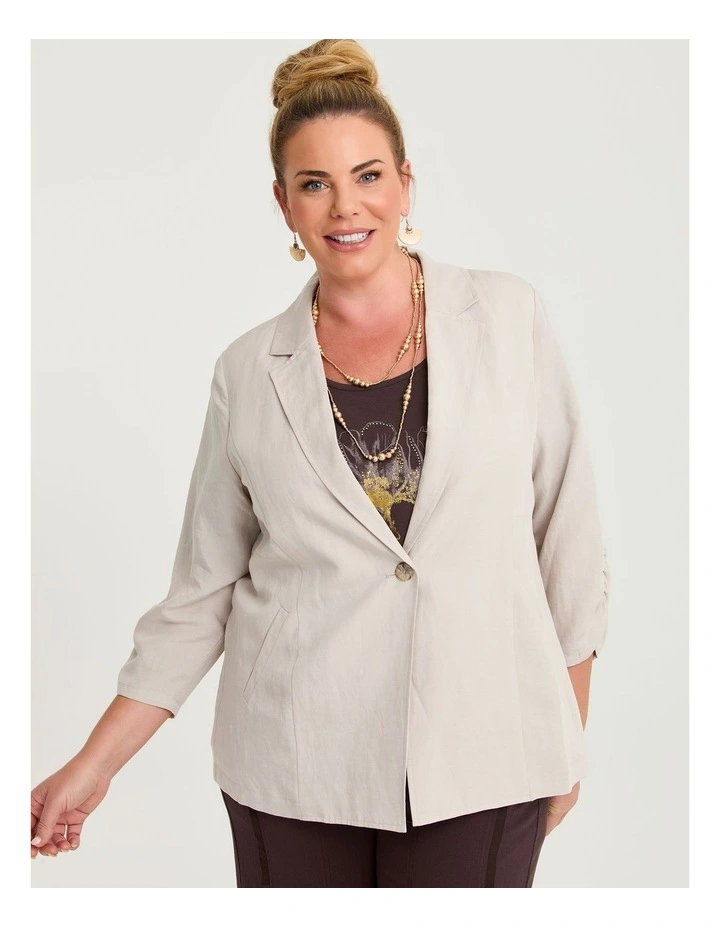Relax Linen Blend Blazer Sand Beige image 1