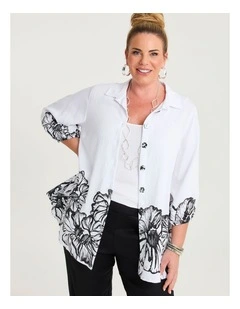 Julijana Border Natural Shirt White