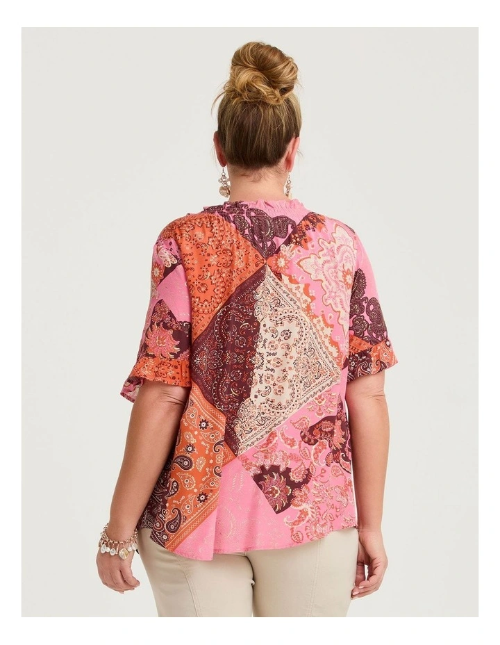 Patchwork Boho Natural Top Print image 2