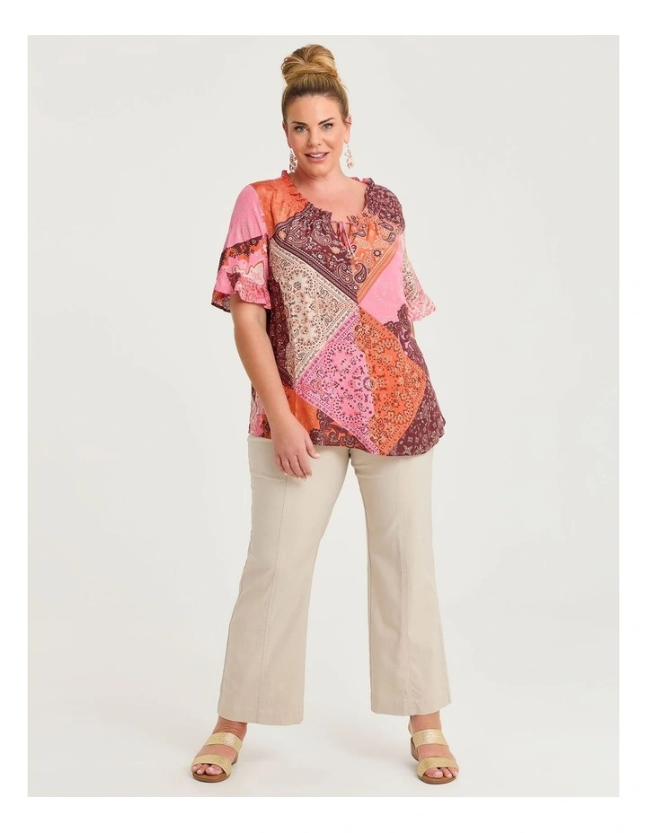 Patchwork Boho Natural Top Print image 4