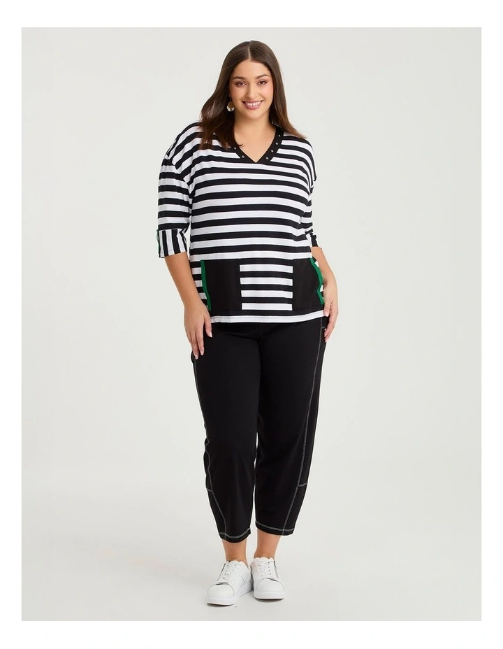 Natural Duo Spliced Stripe Top Stripe/green image 3