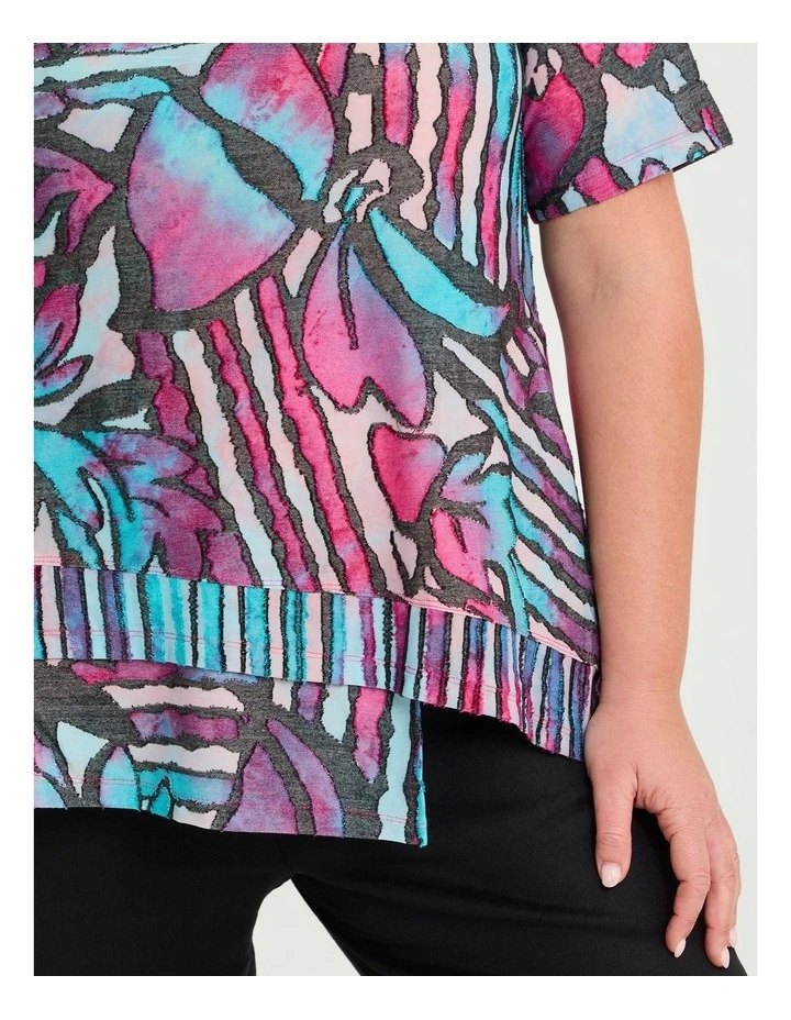 Floral Burnout Top Pink Aqua Print image 3