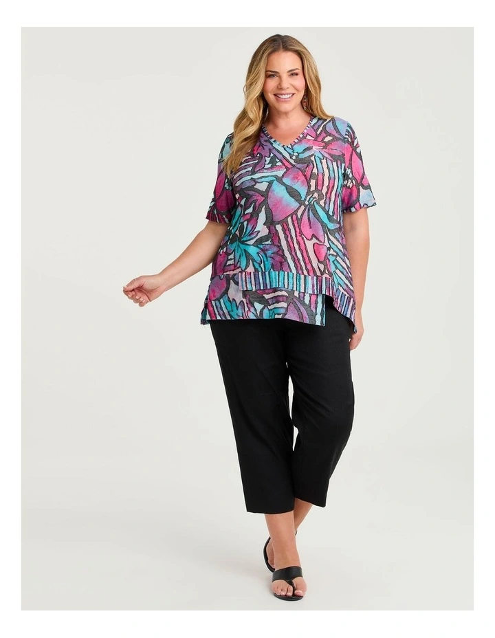Floral Burnout Top Pink Aqua Print image 4