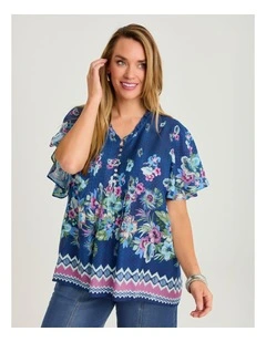 Natural Aztec Floral Top Print
