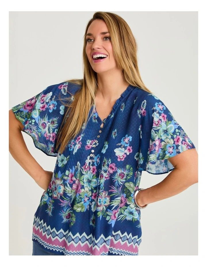 Natural Aztec Floral Top Print image 3