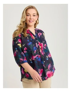 Cotton Bloomfield Pintuck Top Navy Floral