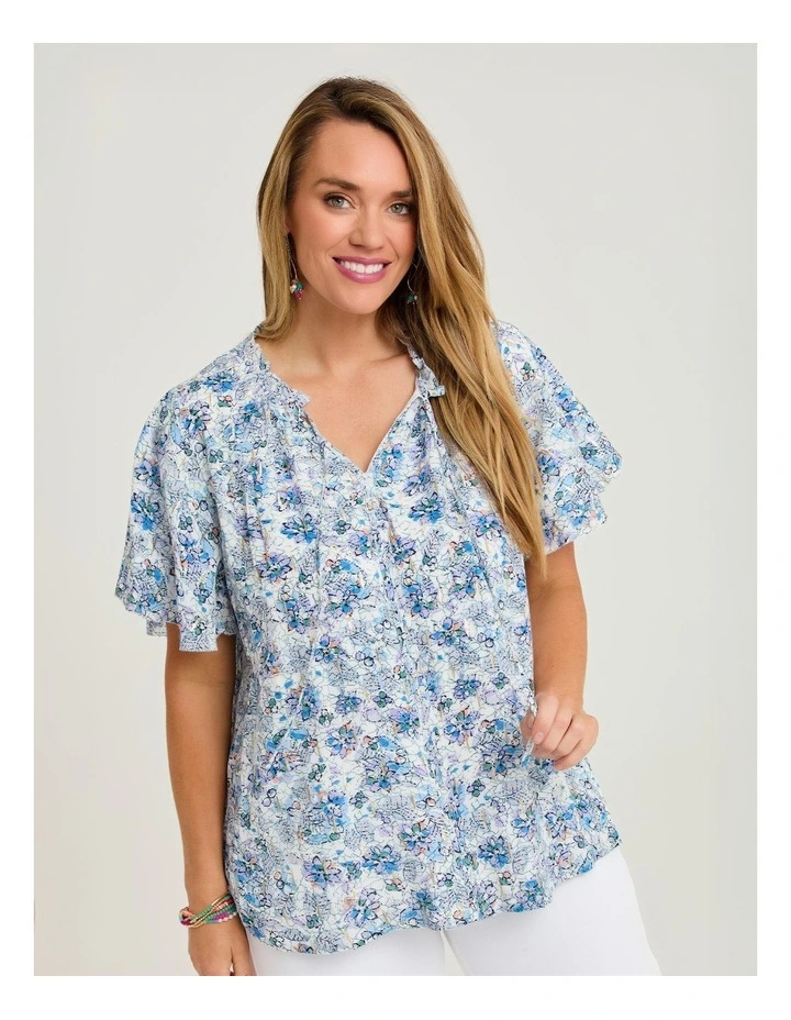 Natural Floaty Sleeves Lurex Top Print image 1