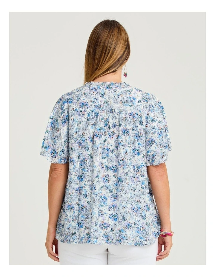 Natural Floaty Sleeves Lurex Top Print image 2