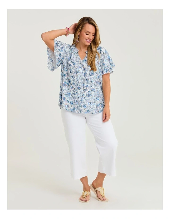Natural Floaty Sleeves Lurex Top Print image 4