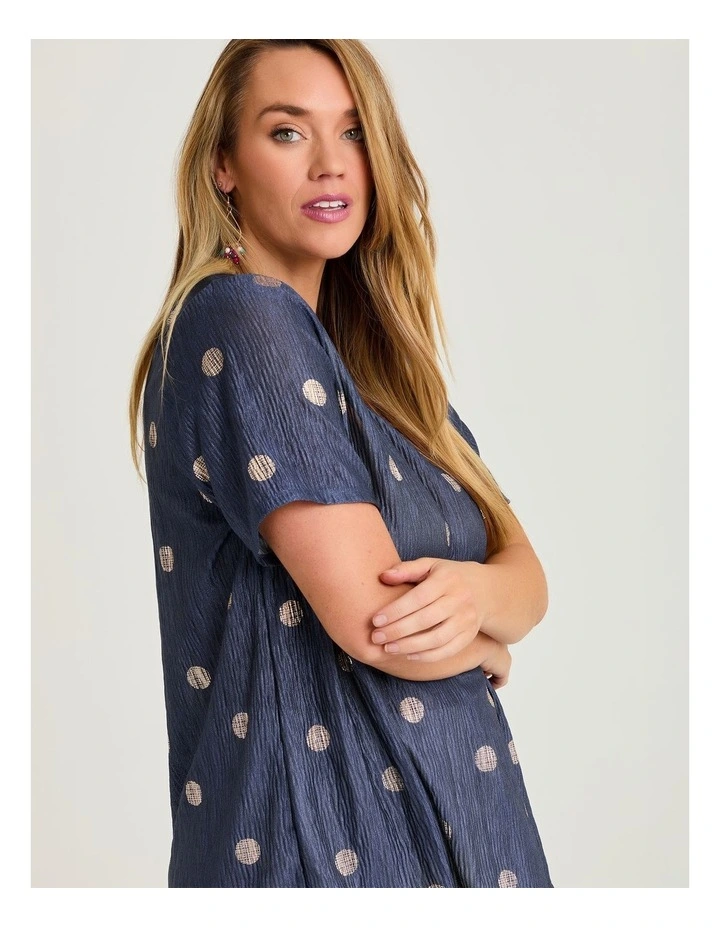 Shimmer Foil Spot Top Navy/rose Gold image 3