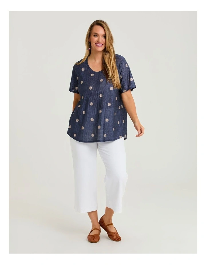 Shimmer Foil Spot Top Navy/rose Gold image 4