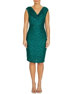 Elisa Green Cowl Neck Dress