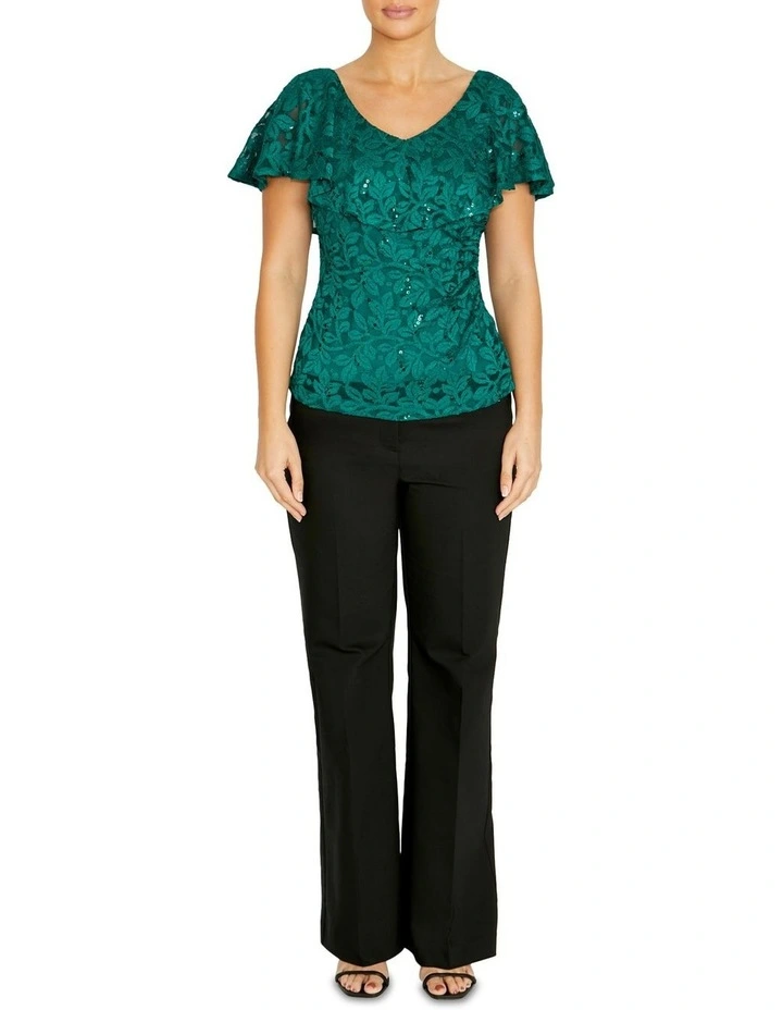 Trudy Green Sequin Lace Top image 4