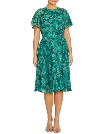 Aldina Fern Chiffon Dress in Green