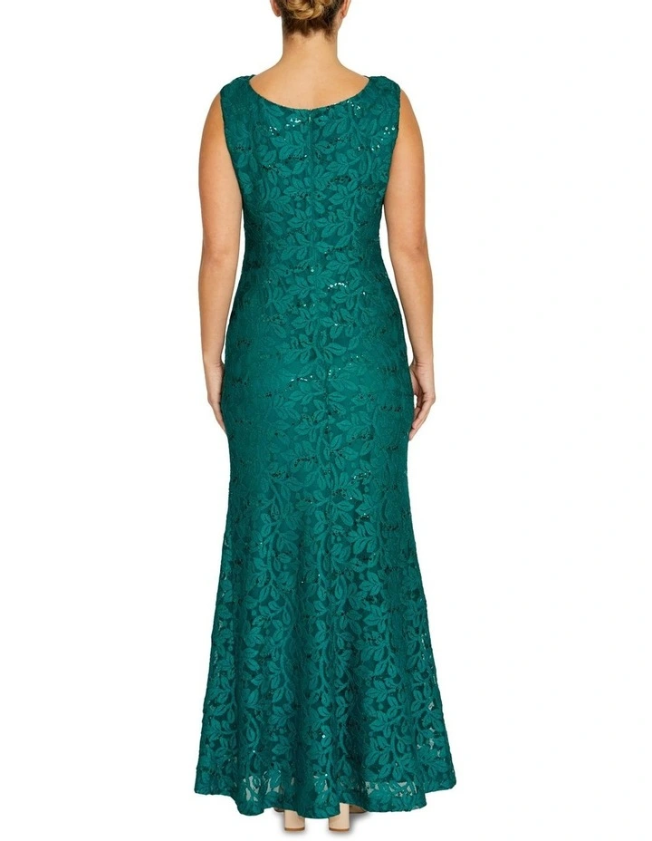 Elisa Cowl Neck Gown in Green image 2