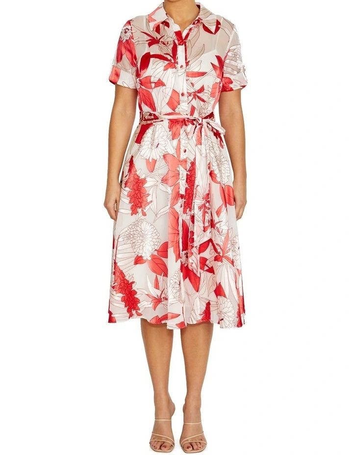 Sadie Vermilion Floral Shirtdress image 1