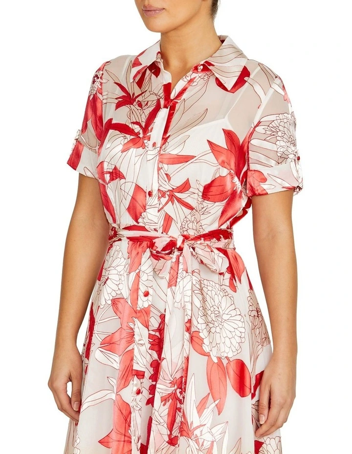 Sadie Vermilion Floral Shirtdress image 3