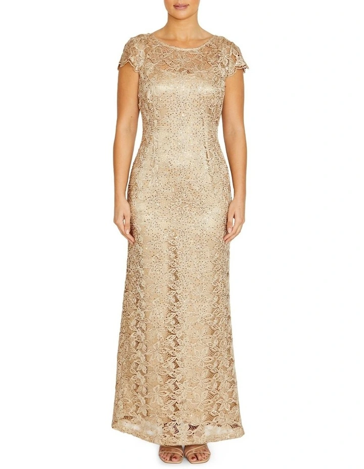 Millicent Champagne Sequin Lace Gown image 1