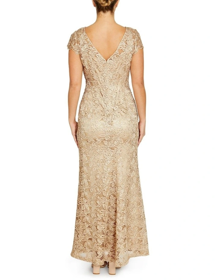 Millicent Champagne Sequin Lace Gown image 2