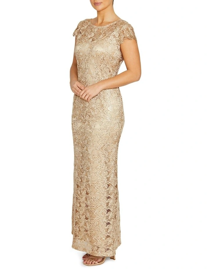 Millicent Champagne Sequin Lace Gown image 4