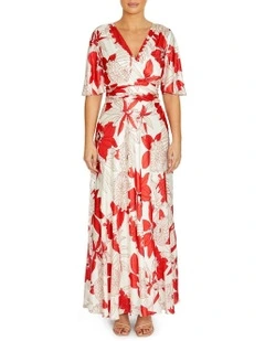 Elena Vermilion Floral Gown