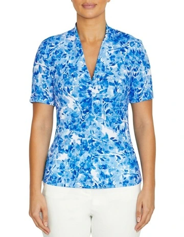 Cora Jersey Top in Blue