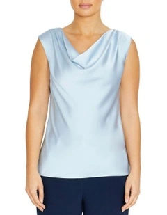 Harmony Cowl Neck Top in Blue