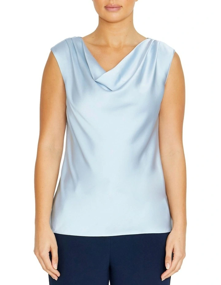Harmony Cowl Neck Top in Blue image 1