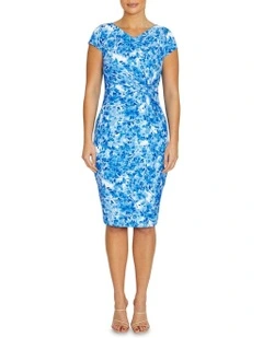 Verona Print Jersey Dress in Blue