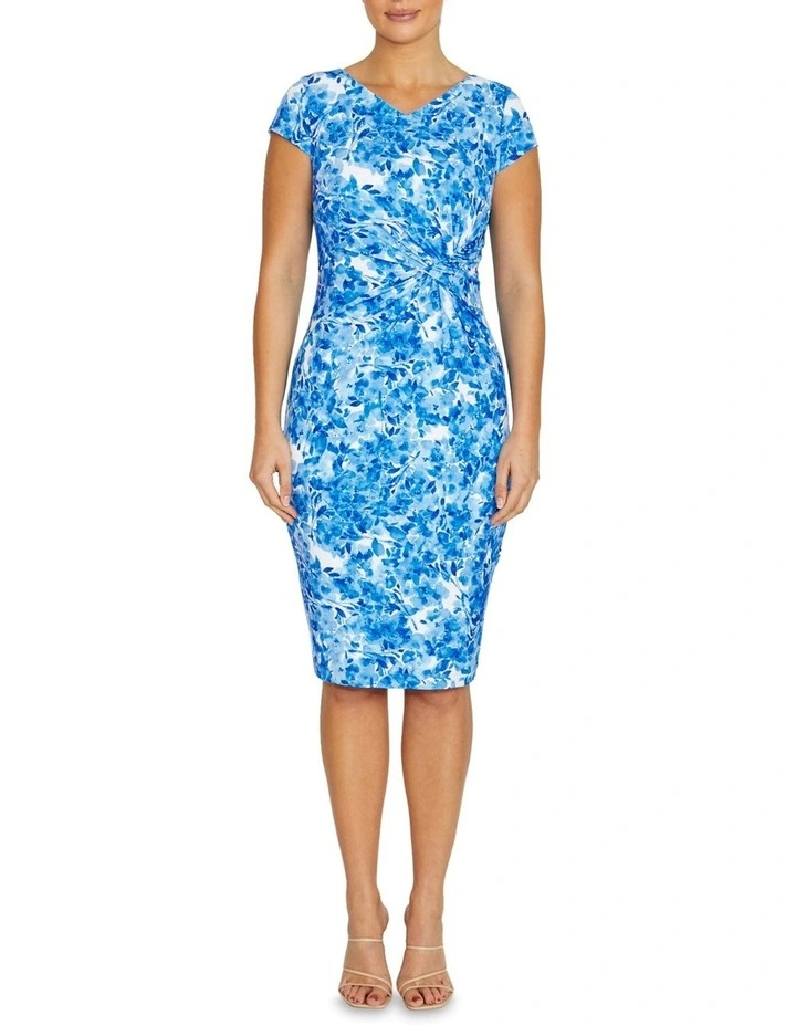 Verona Print Jersey Dress in Blue image 1