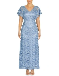 Nya Lace Gown in Sky Blue