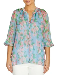 Samara Floral Haze Top in Blue