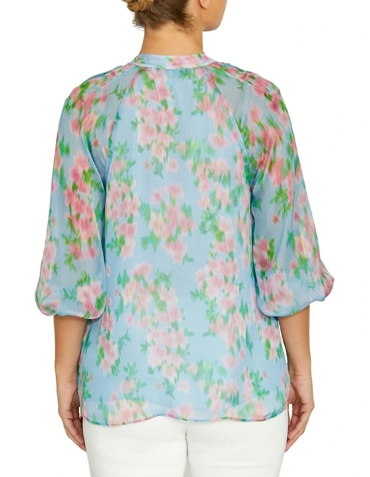Samara Floral Haze Top in Blue image 2