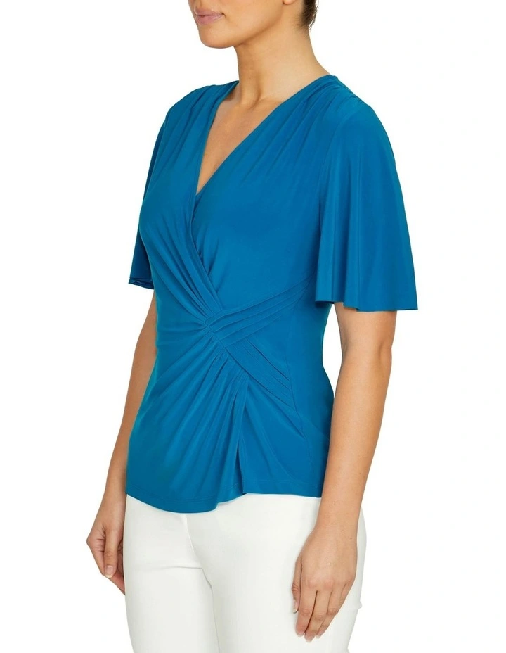 Como Capri Jersey Top in Blue image 3