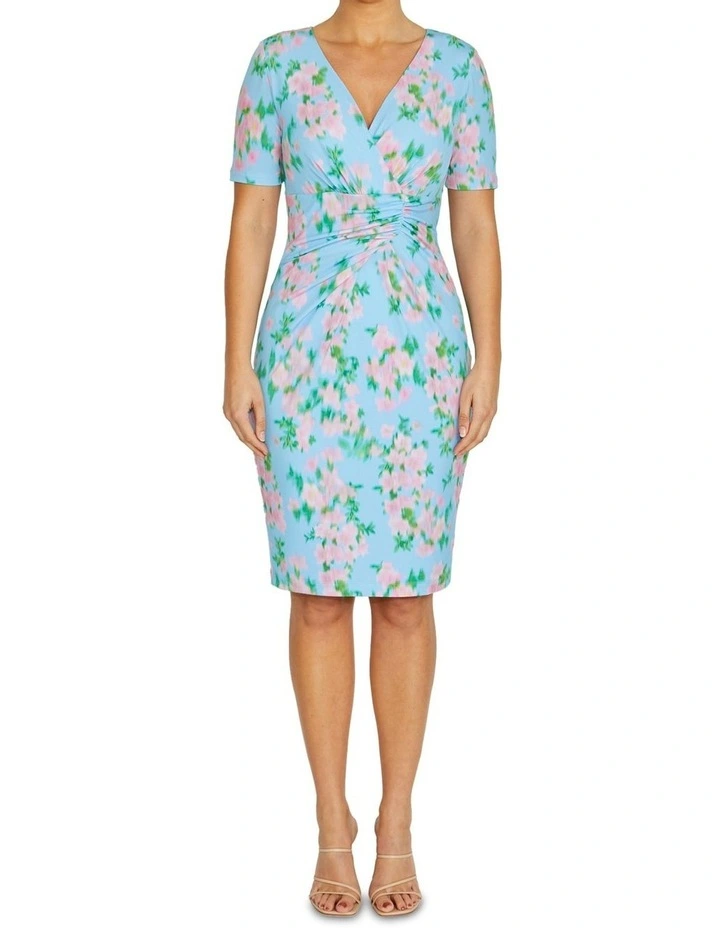 Emelynn Floral Haze Jersey Dress in Blue image 1