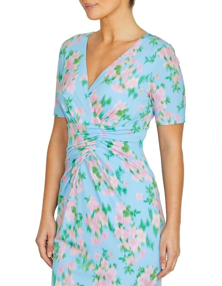 Emelynn Floral Haze Jersey Dress in Blue image 3