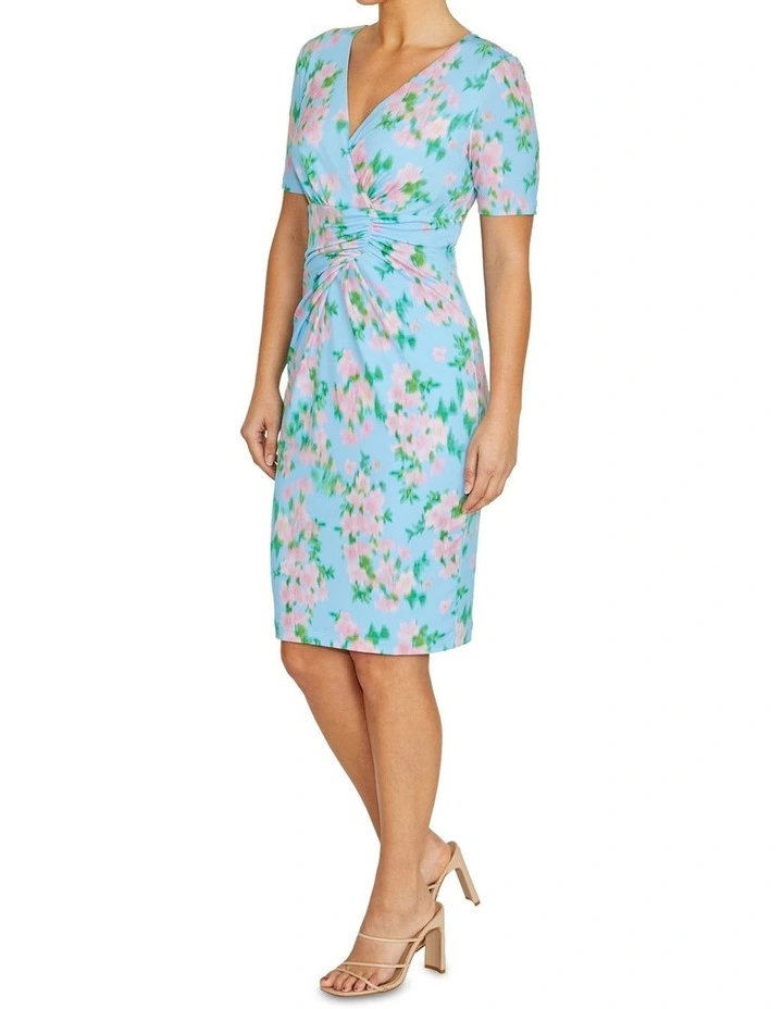 Emelynn Floral Haze Jersey Dress in Blue image 4