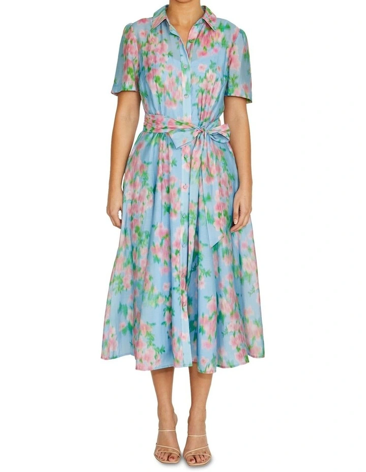 Lilliana Floral Haze Shirtdress in Blue image 1