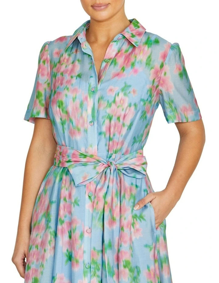 Lilliana Floral Haze Shirtdress in Blue image 3