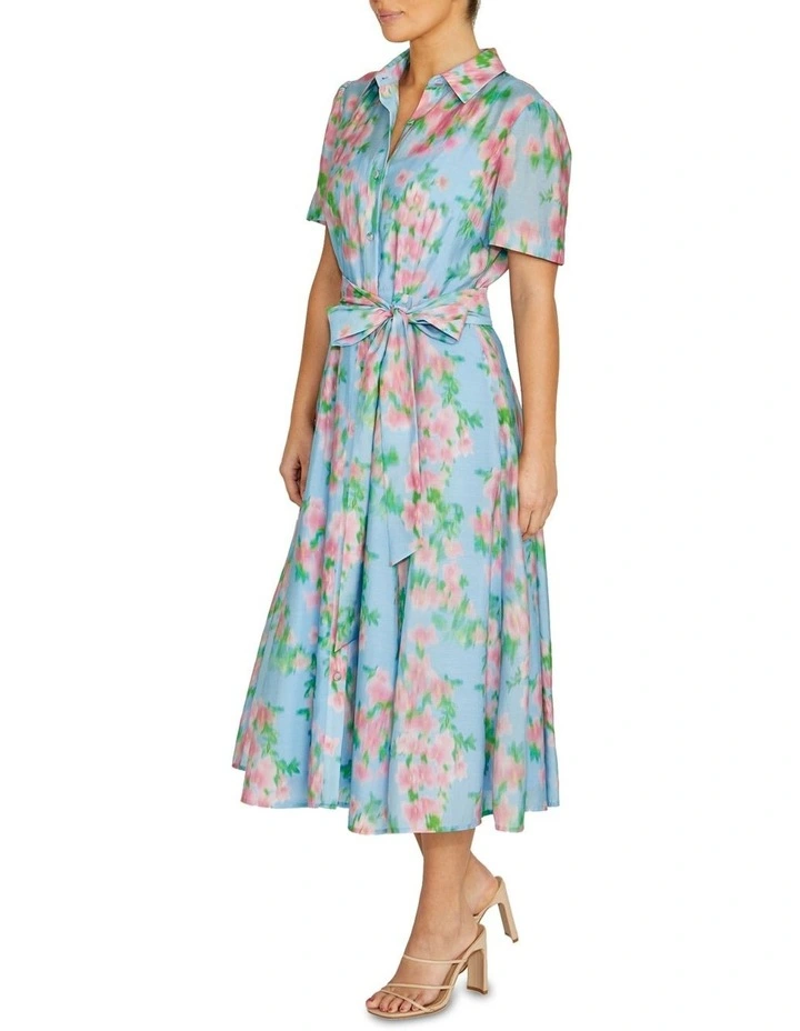 Lilliana Floral Haze Shirtdress in Blue image 4
