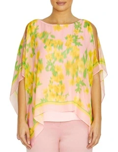 Silvie Pink Floral Silk Top