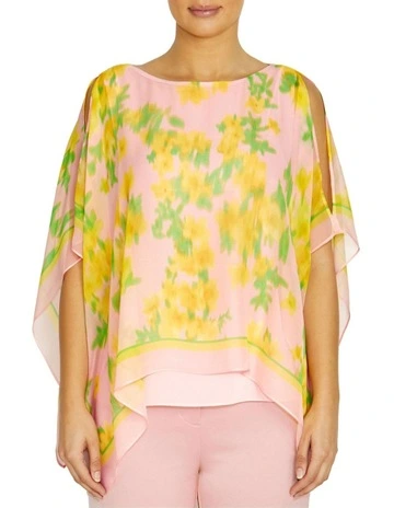 Silvie Floral Silk Top in Pink