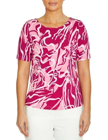 Renee Waterline Jersey Top in Pink