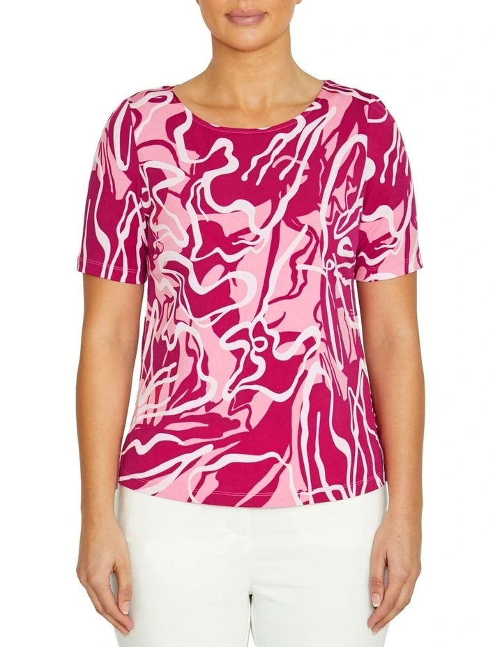 Renee Waterline Jersey Top in Pink image 1