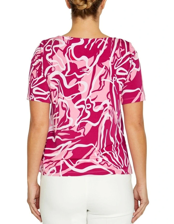 Renee Waterline Jersey Top in Pink image 2