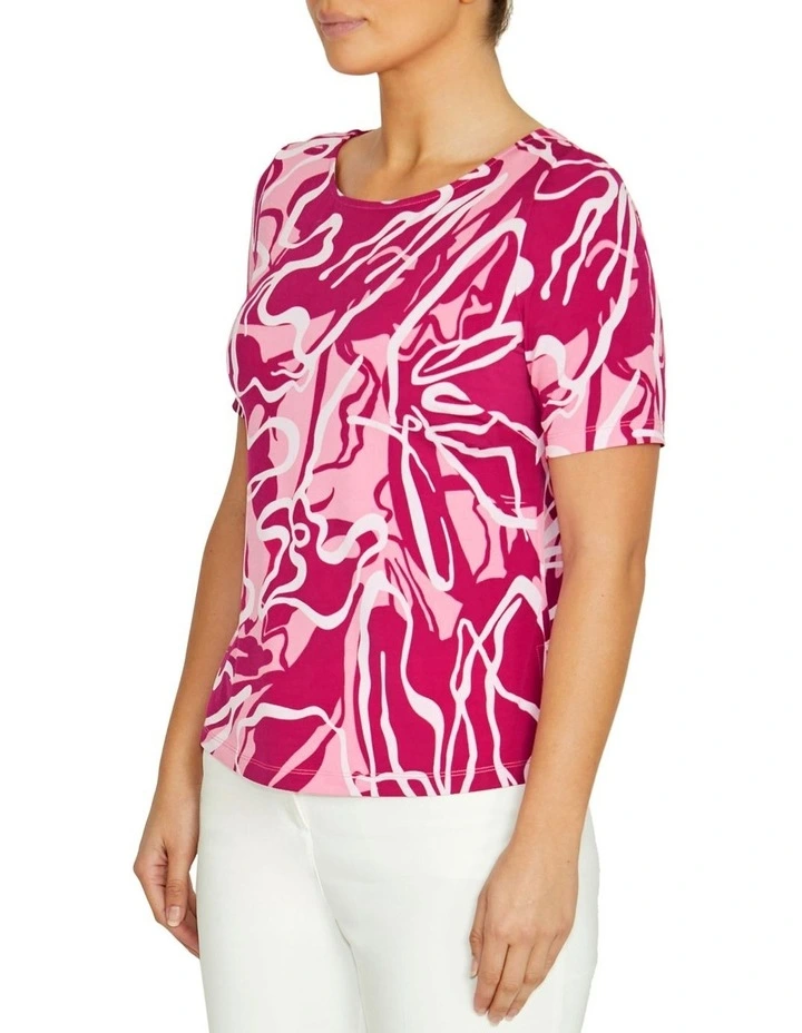 Renee Waterline Jersey Top in Pink image 3