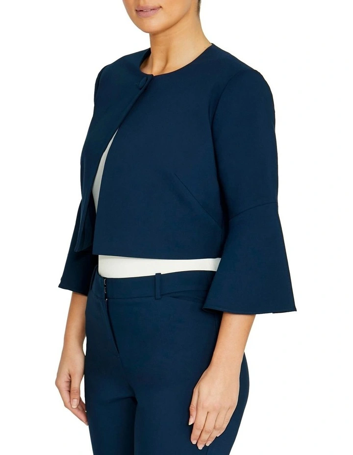 Fable Crop Jacket in Navy image 3