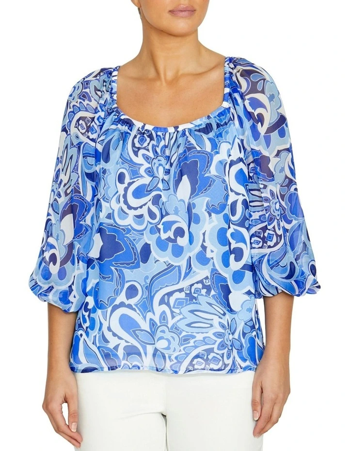 Ena Moonlight Silk Blouse in Blue image 1