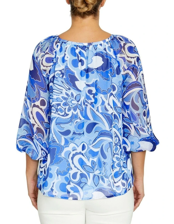 Ena Moonlight Silk Blouse in Blue image 2