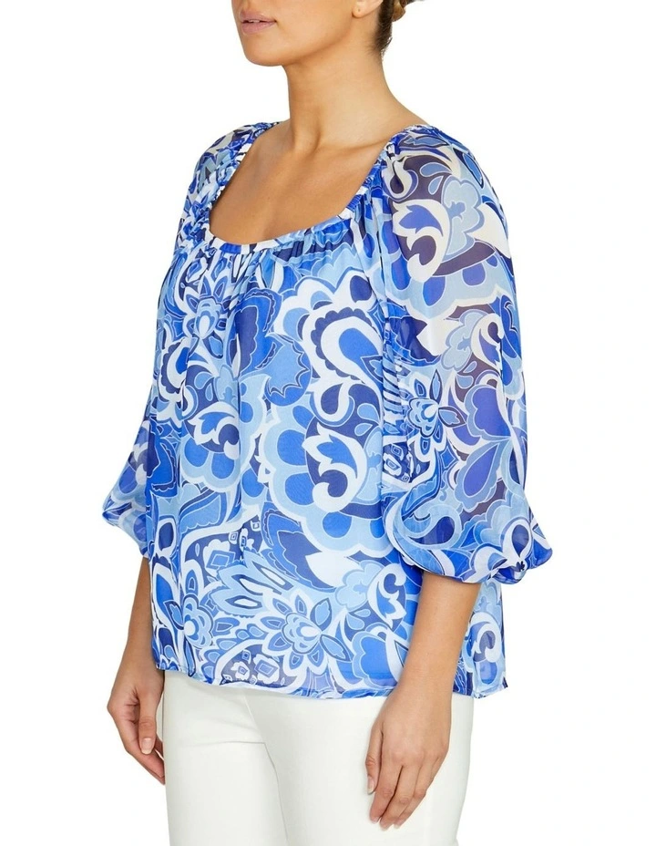 Ena Moonlight Silk Blouse in Blue image 3